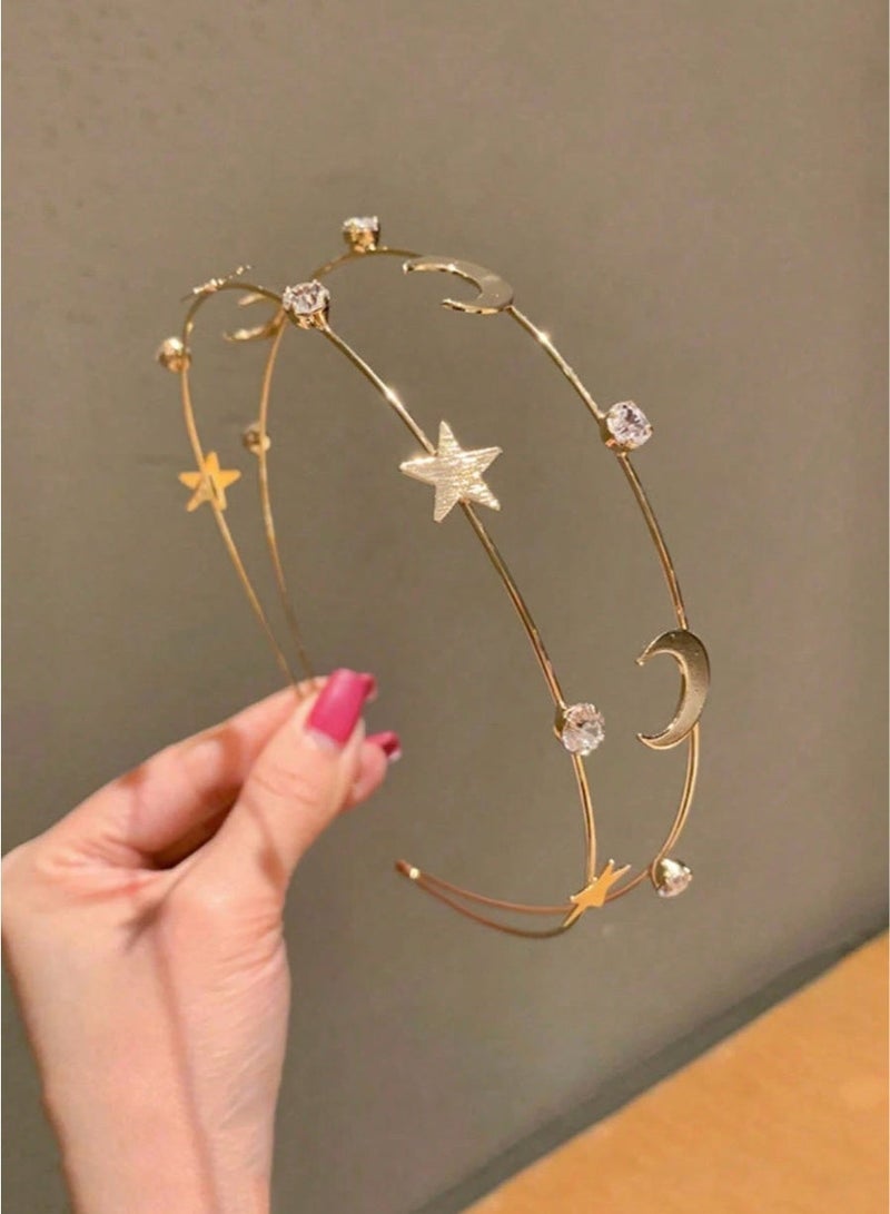 Shein RAMADAN New Style Copper Alloy Headband, Decorated With Metal Stars And Moons, Ideal Gift - Image 2